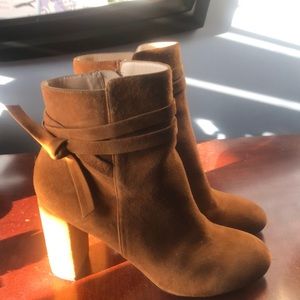 Ankle booties with strapped tie detail